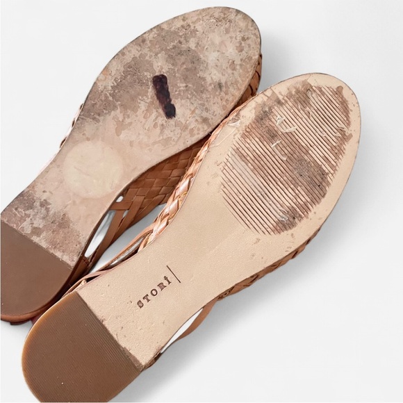Stori Woven Habanna Leather Huarache Sandals Camel Tan US 9, fits like 10-10.5 - Picture 7 of 8